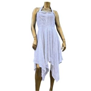 100% cotton M60 Miss Sixty handkerchief hem White embroidered Halter Dress